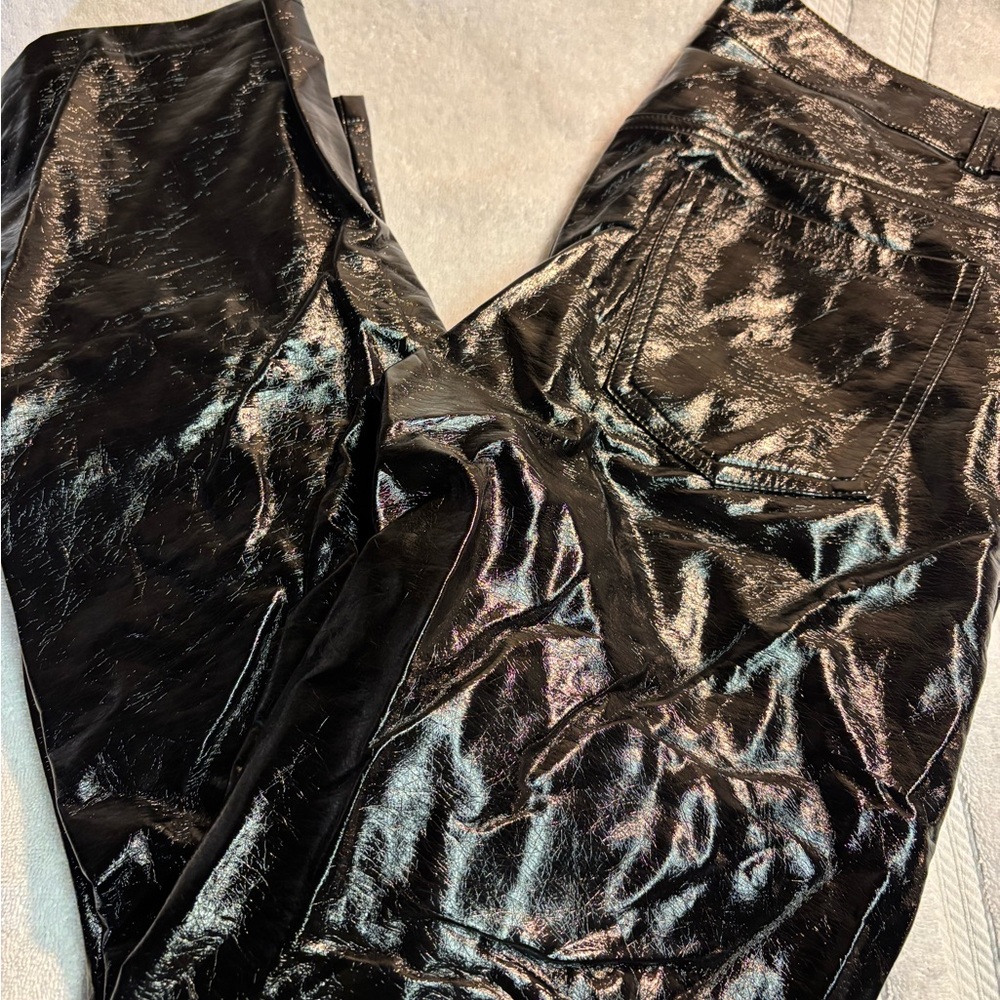 Beige Botany Faux Leather Pants